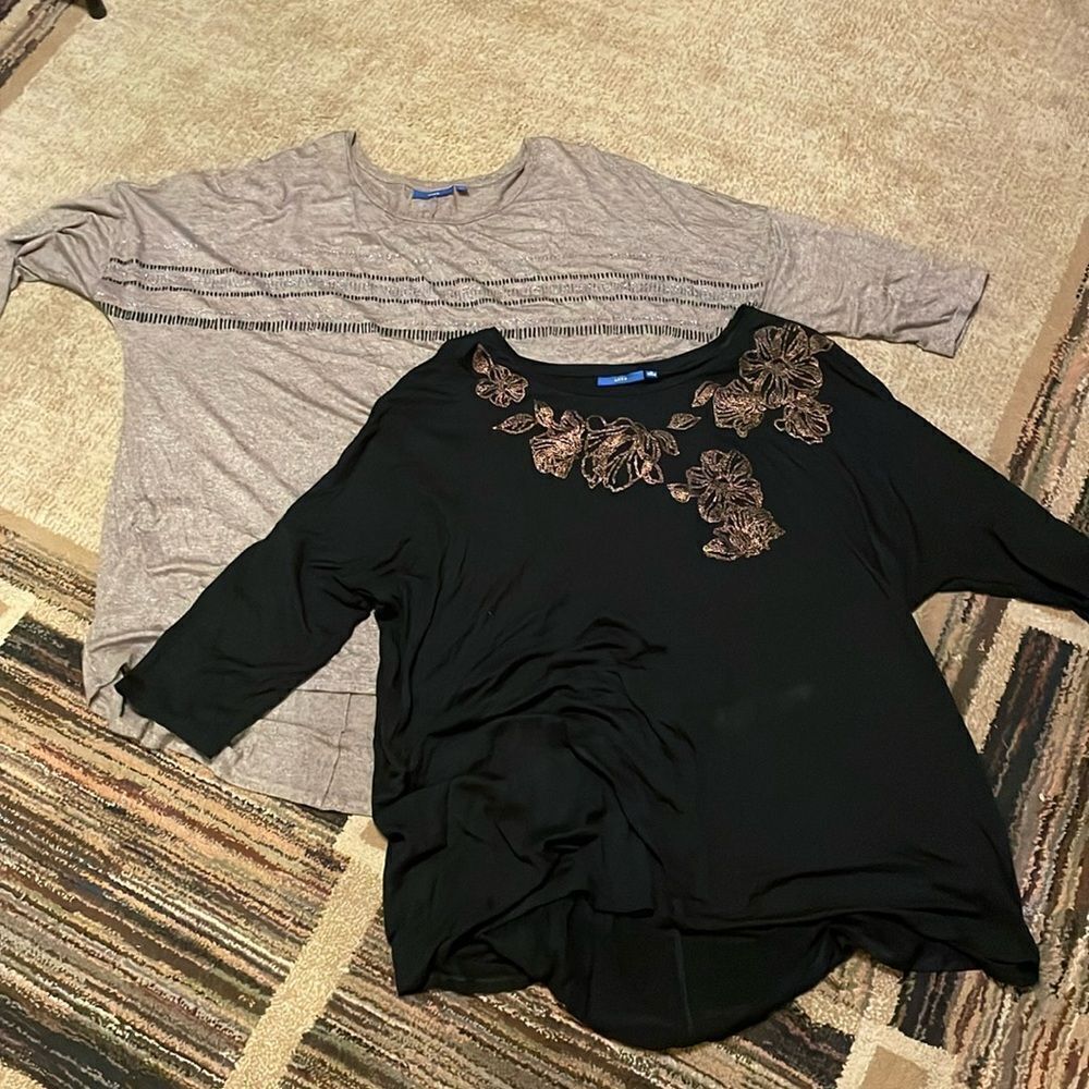 2 Apt. 9 Multicolored Ruched 3/4 Sleeve Blouse
